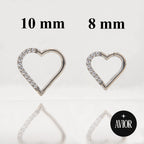 Ring - Srce metalik s cirkonima - 1.2 mm - promjer 10 mm - Titan