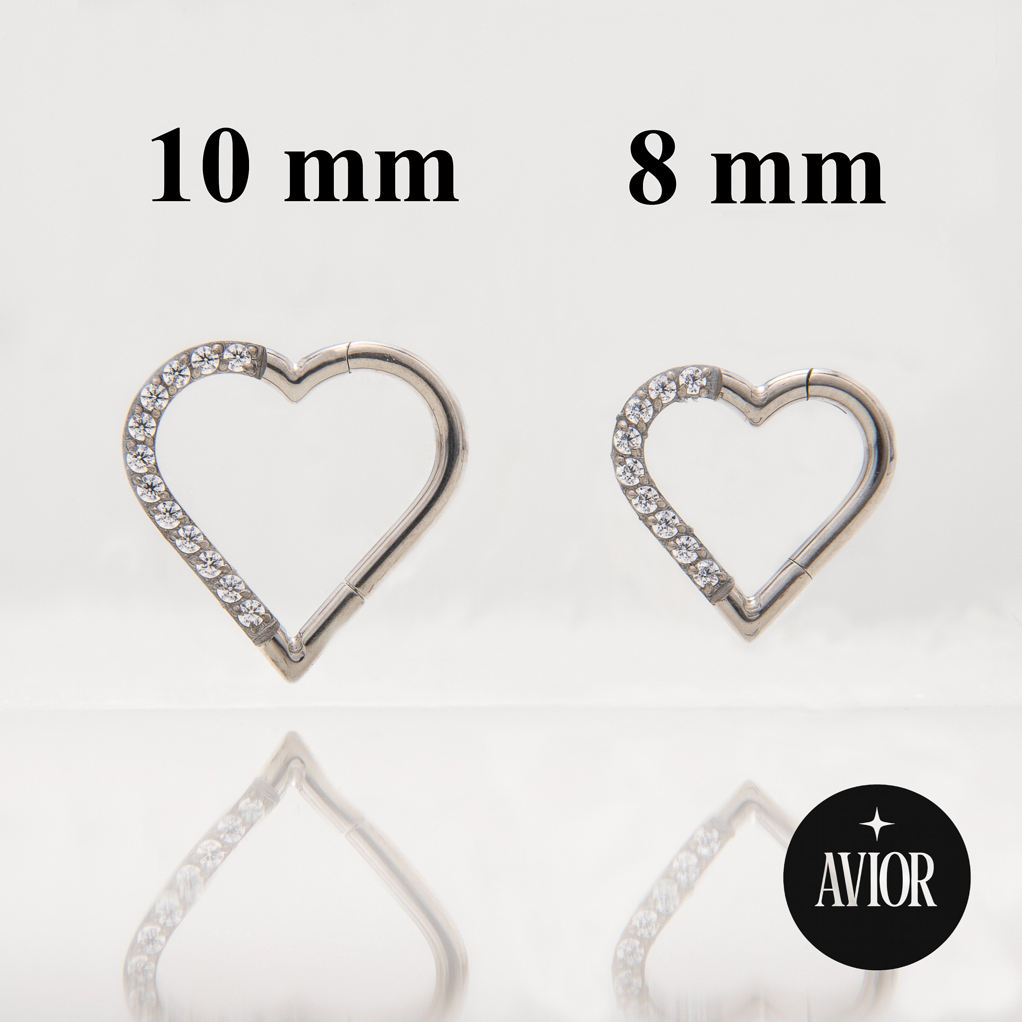 Ring - Srce metalik s cirkonima - 1.2 mm - promjer 8 mm - Titan