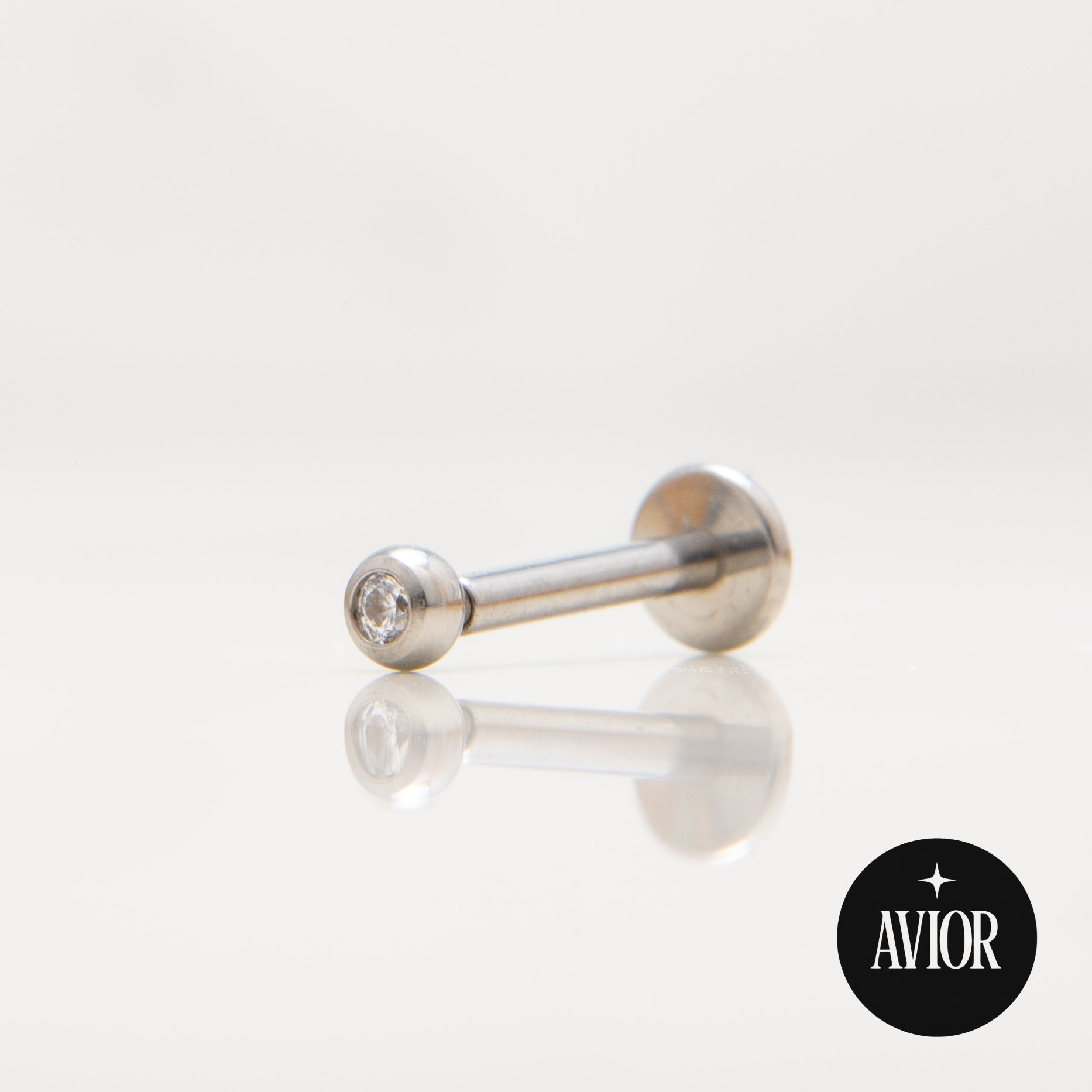 Nakit - Metalik kugla s cirkonom + šipkica - 2,5 mm, Titan