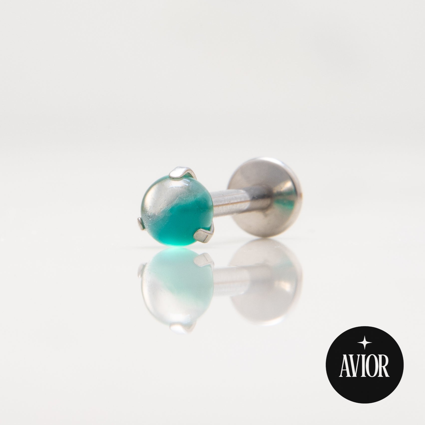 Nakit - Zeleni okrugli cirkon + šipkica - Kugla, 3 mm, Titan