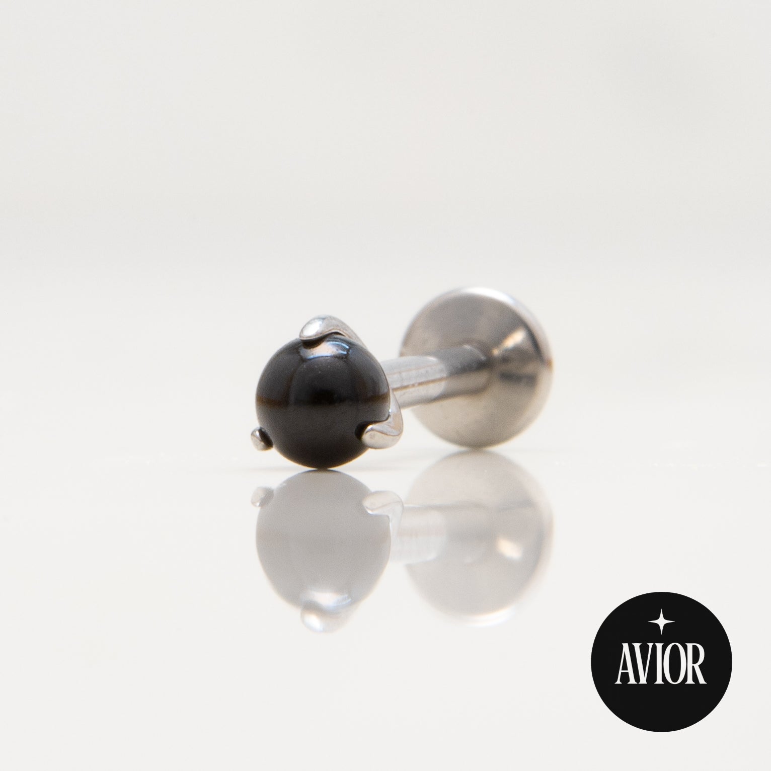 Nakit - Crni kamen + šipkica - Kugla, 3 mm, Titan