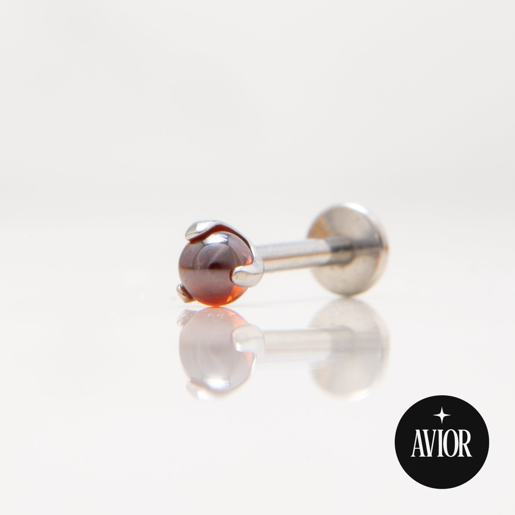 Nakit - Crveni okrugli cirkon + šipkica - Kugla, 3 mm, Titan