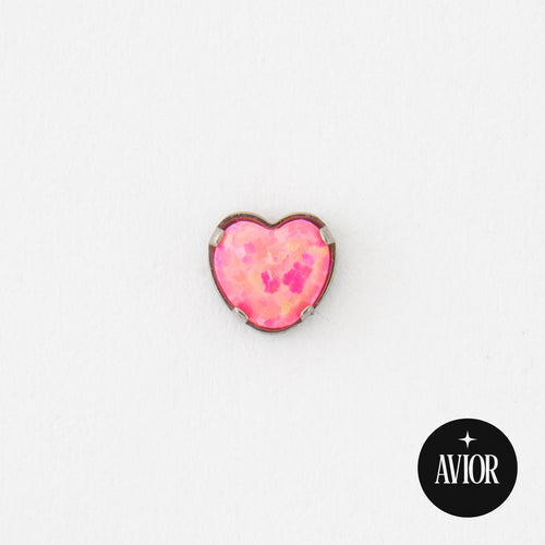 Dermal top - Ružičasti opal srce - 5 mm, Titan