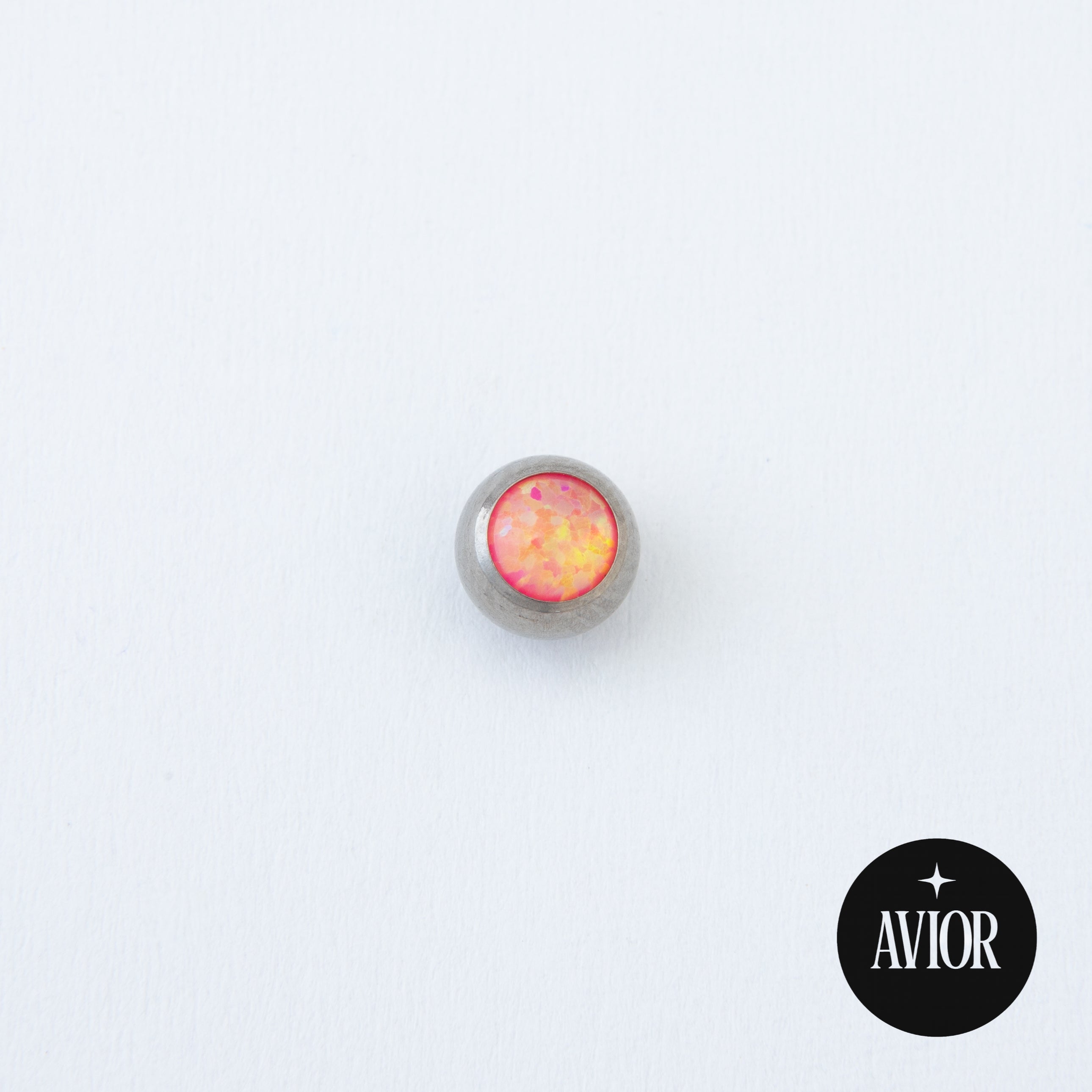Barbell - Metalik kugla s rozim opalom 5 mm - Titan
