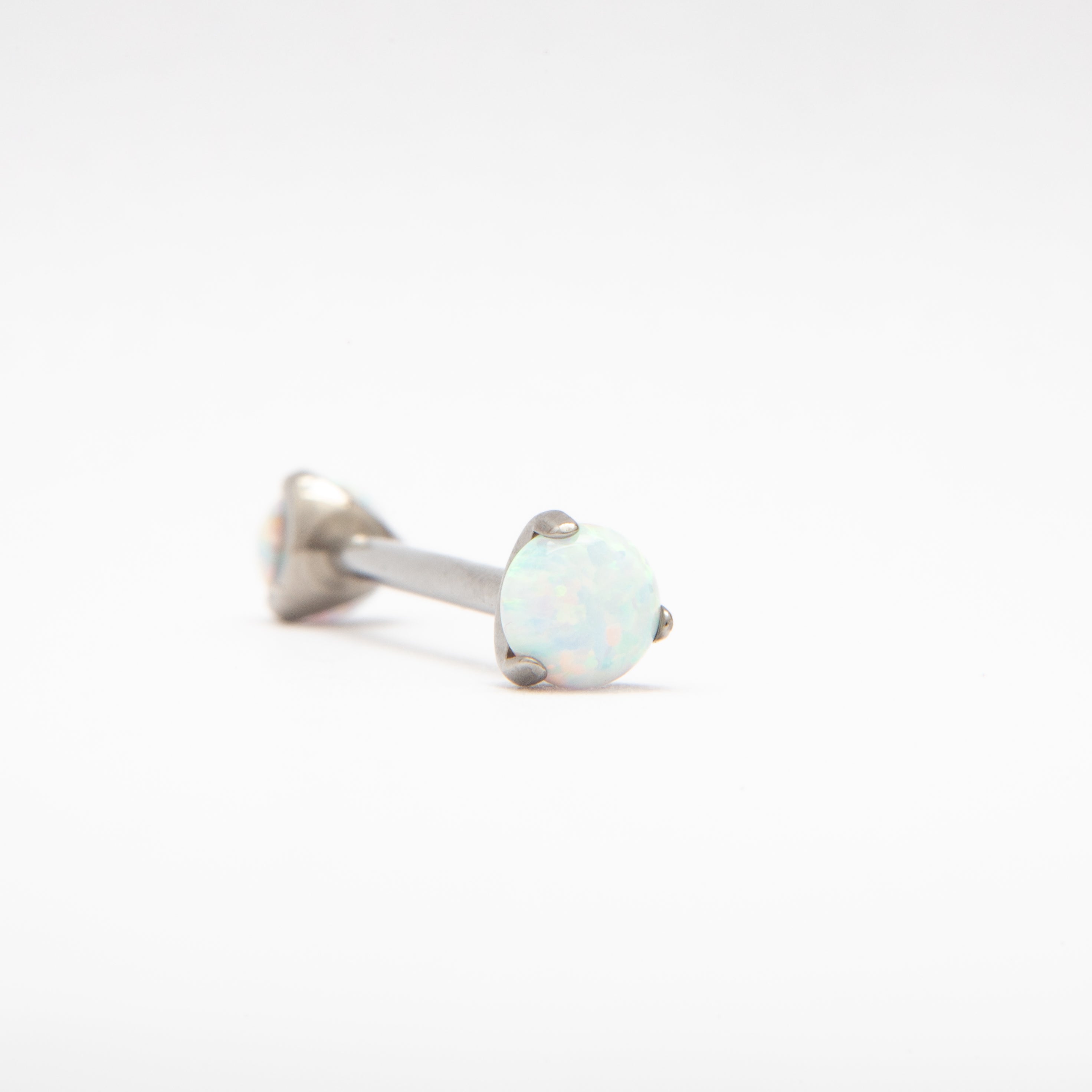 Barbell - Bijeli okrugli opal - Kugla, 5mm - Titan