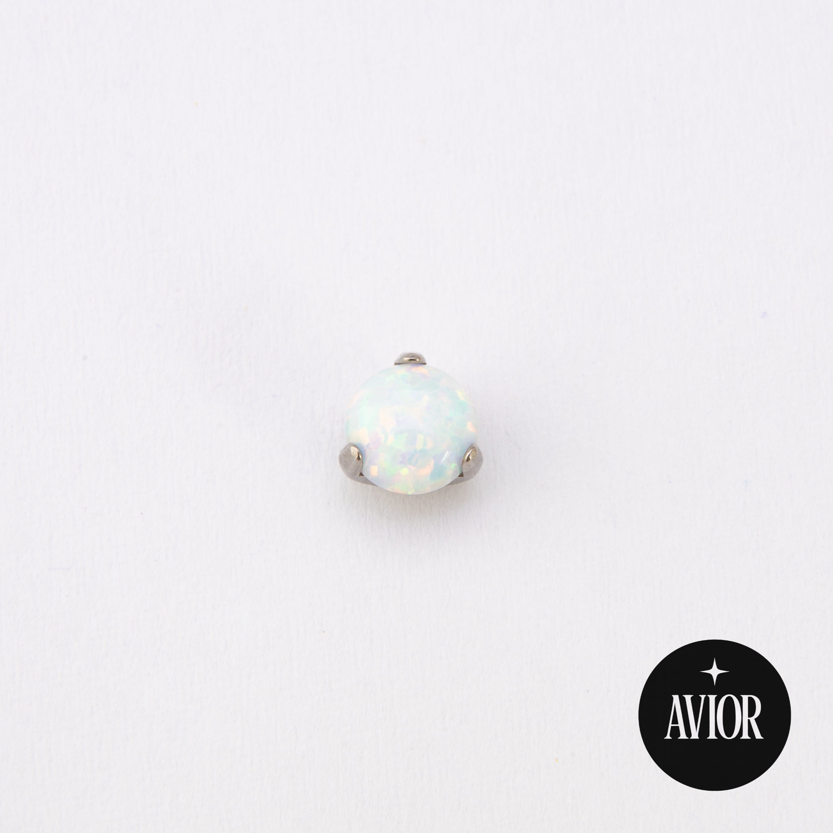 Barbell - Bijeli okrugli opal - Kugla, 5mm - Titan