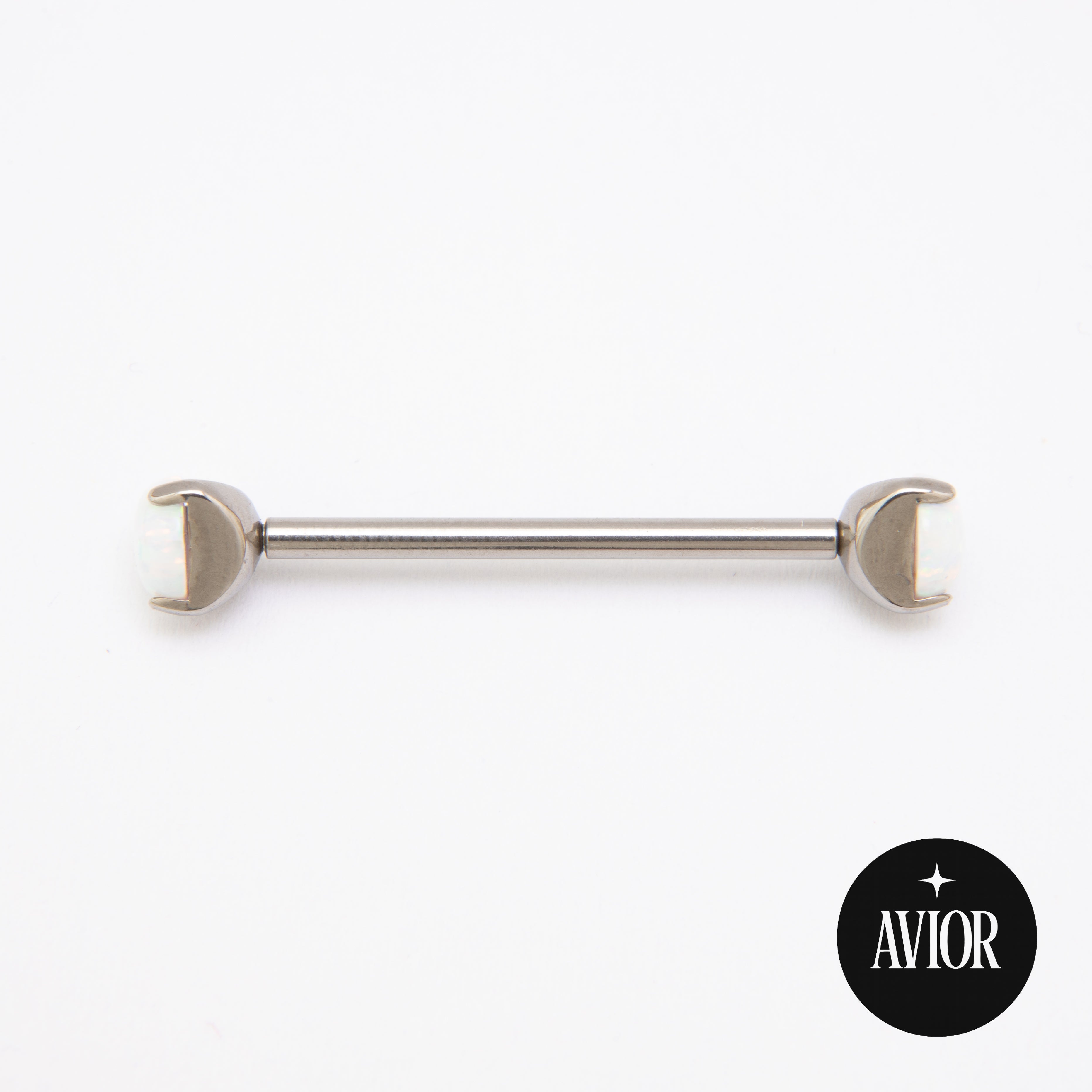 Barbell - Bijeli okrugli opal - Kugla, 5mm - Titan