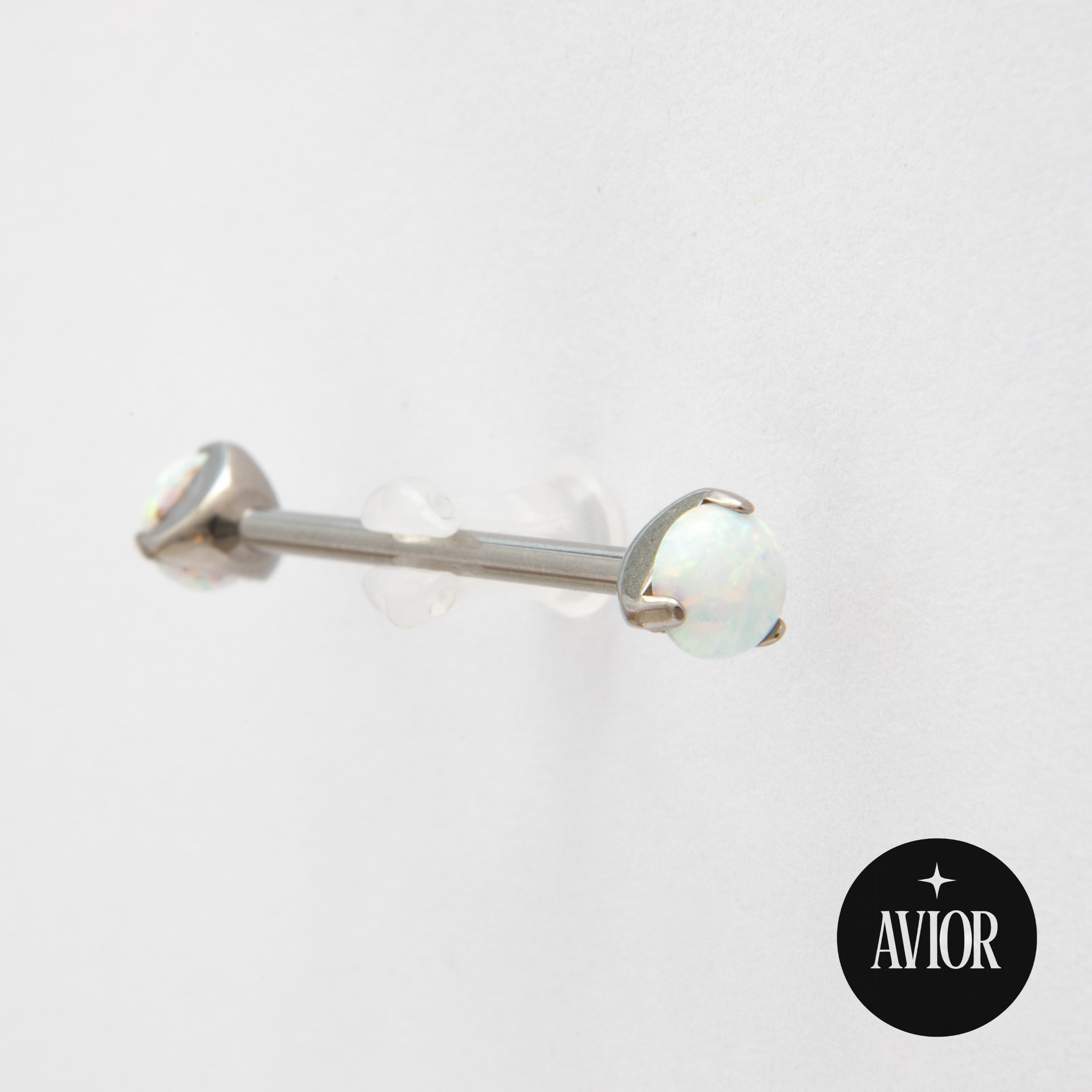 Barbell - Bijeli okrugli opal - Kugla, 5mm - Titan