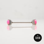 Barbell - Rozi okrugli opal - Kugla, 5mm - Titan