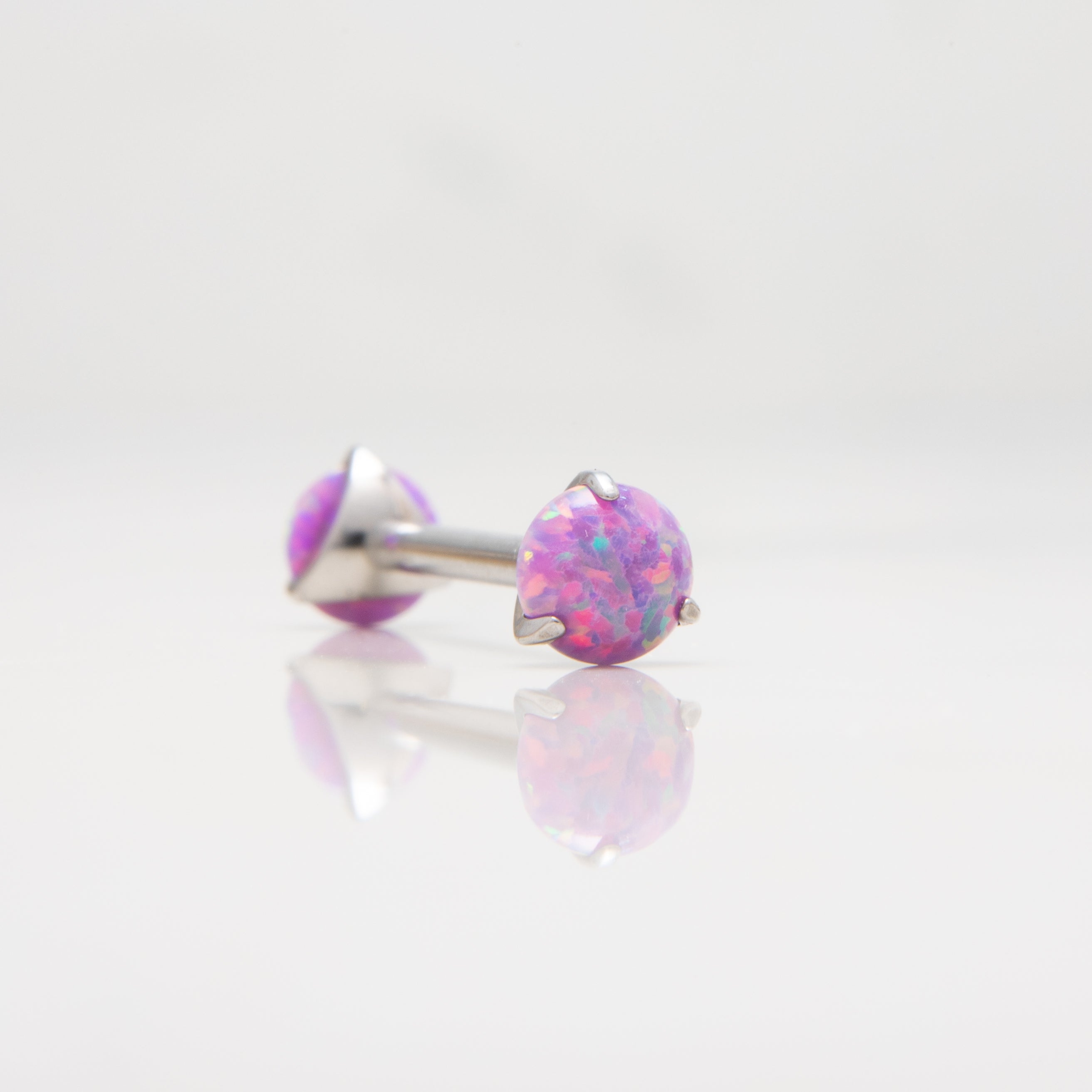 Barbell - Ljubičasti okrugli opal - Kugla, 5mm - Titan
