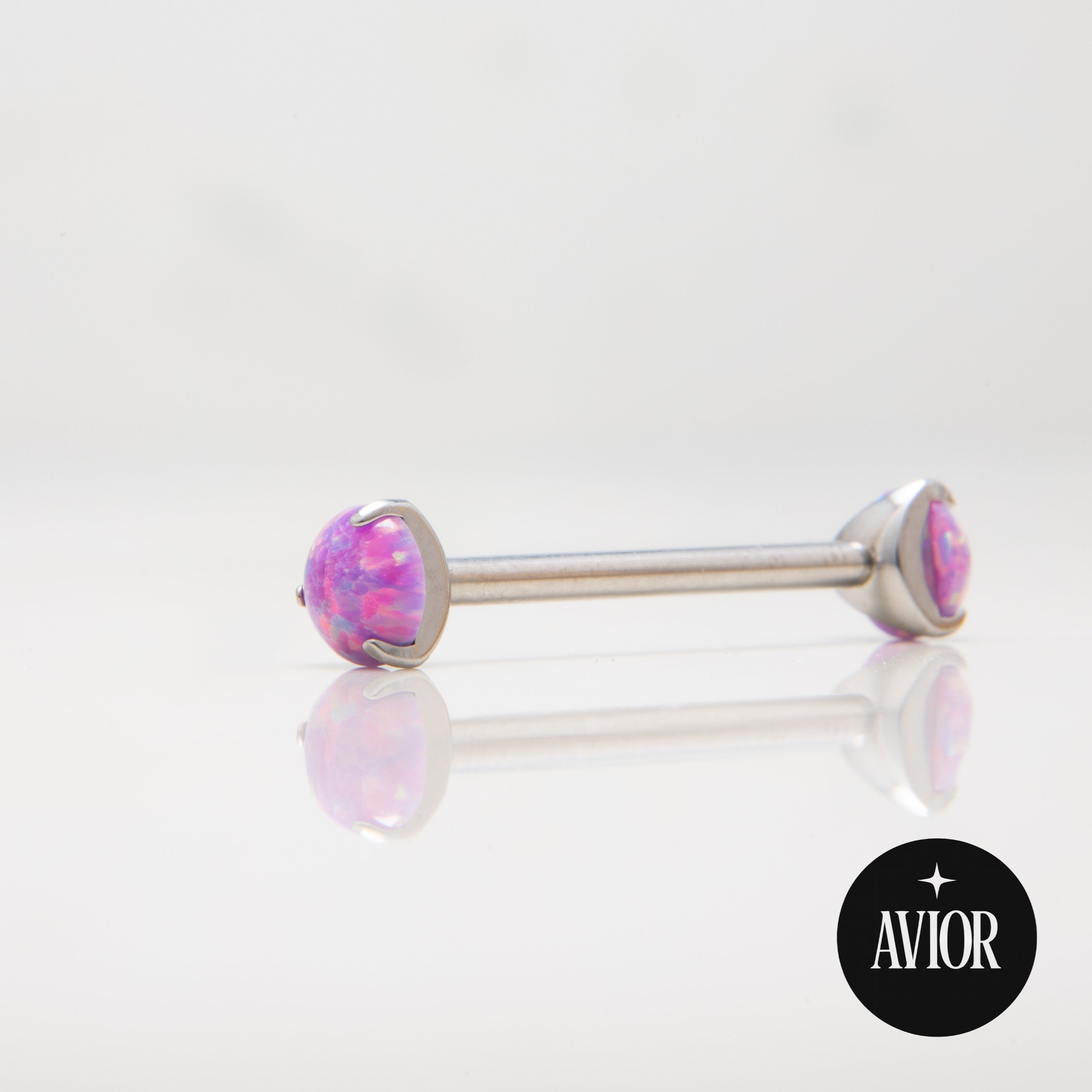 Barbell - Ljubičasti okrugli opal - Kugla, 5mm - Titan