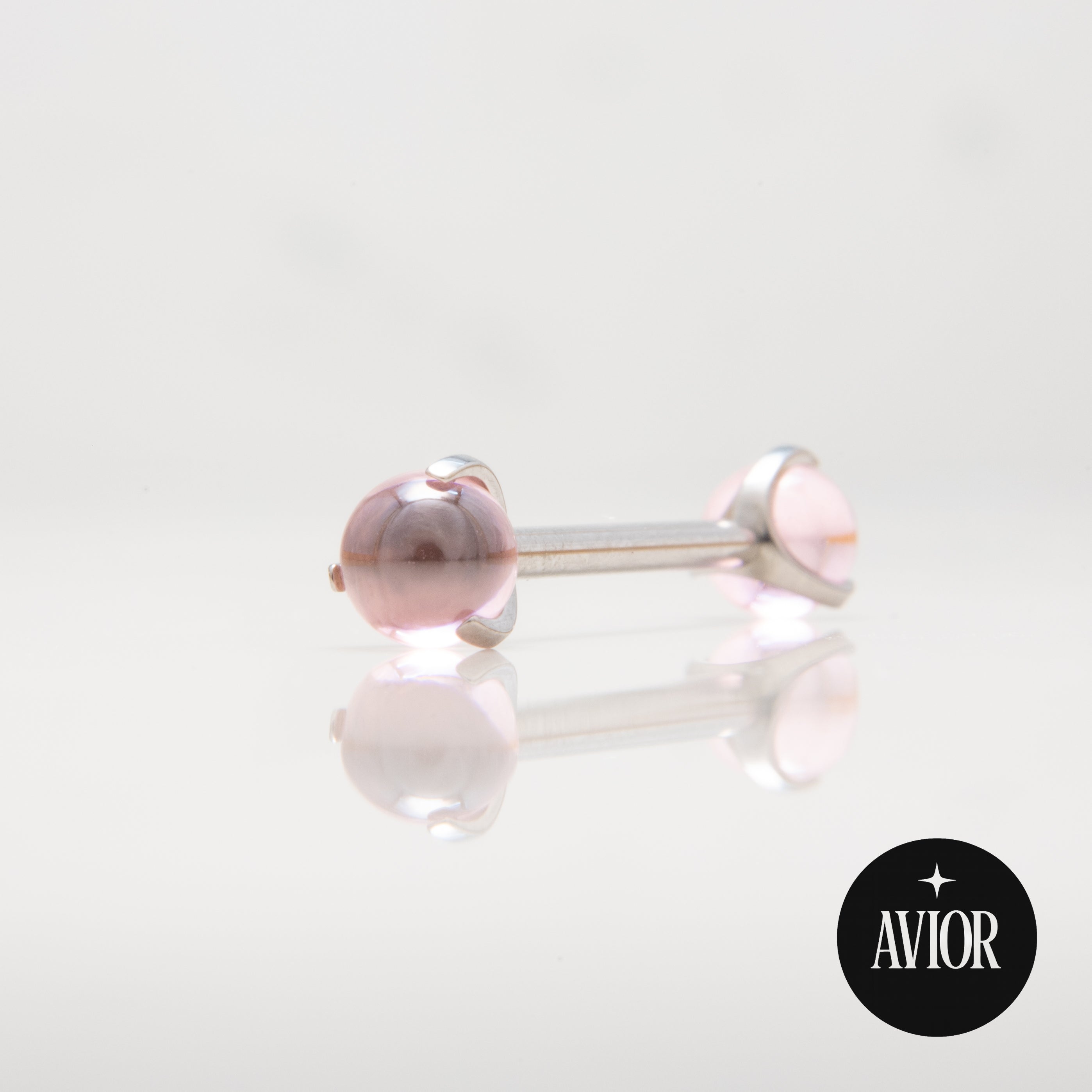 Barbell - Rozi glatki okrugli cirkon - 5 mm - Titan