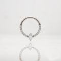 Ring - Maquise cirkon okružem manjim cirkonima debljine 1.2 mm - promjer 10 mm - Titan