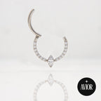 Ring - Maquise cirkon okružem manjim cirkonima debljine 1.2 mm - promjer 10 mm - Titan