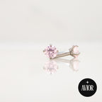 Banana - S rozim cirkonima promjera 3 mm - 1.2 mm - Titan