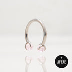 Potkova - S rozim okruglim cirkonom promjera 3 mm - 1.2 mm - Titan