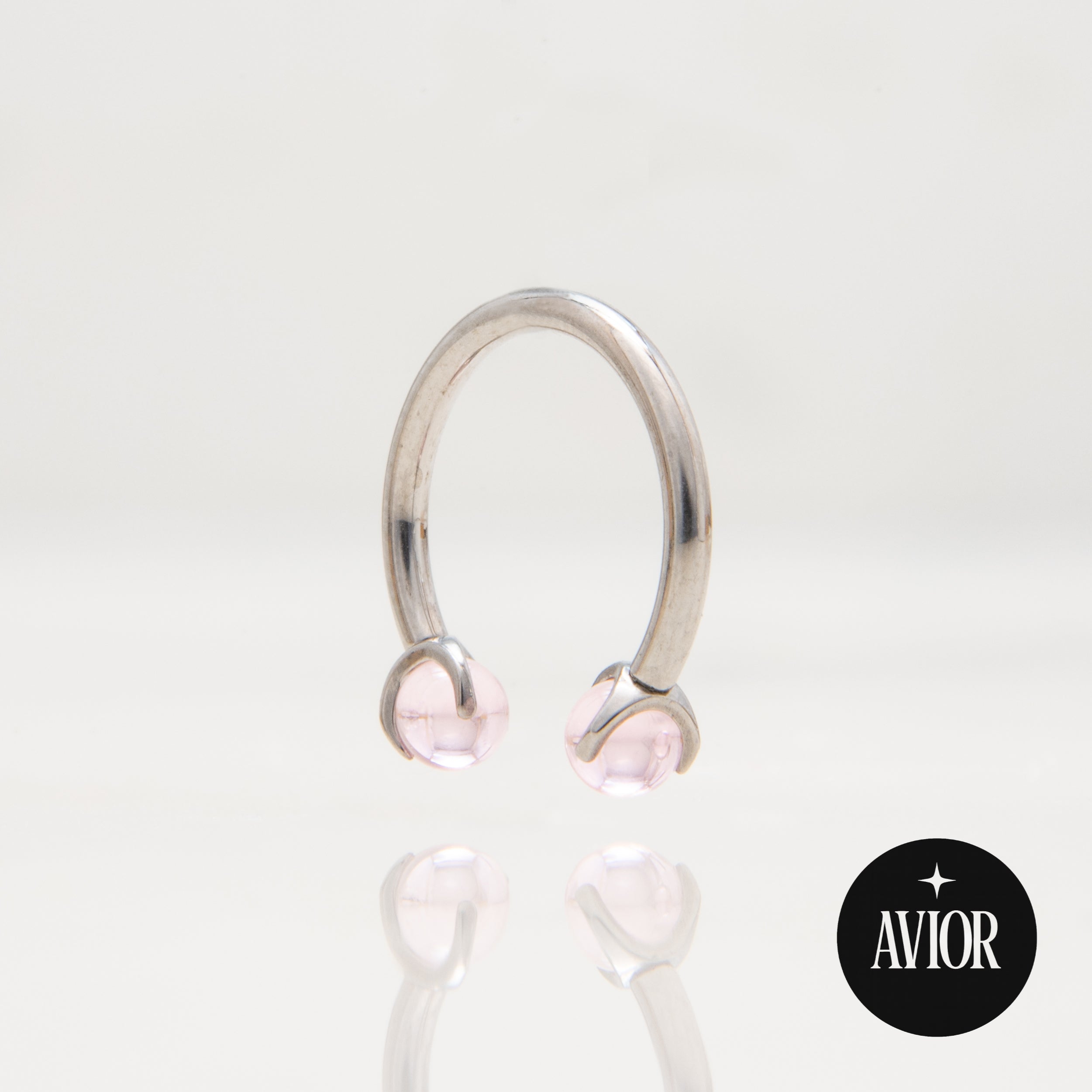 Potkova - S rozim okruglim cirkonom promjera 3 mm - 1.2 mm - Titan