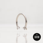 Potkova - S bijelim cirkonom promjera 3 mm - 1.2 mm - Titan