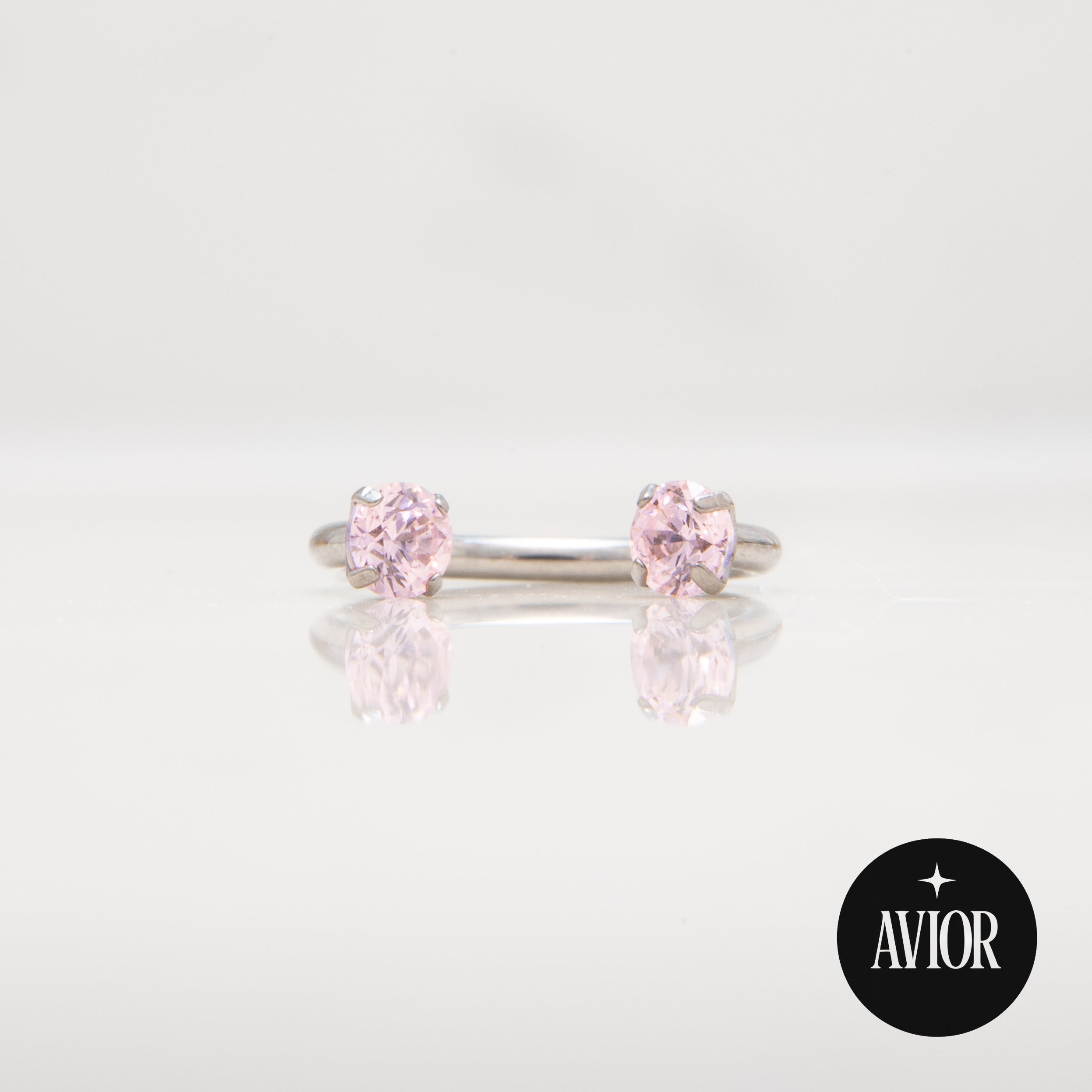 Potkova - S rozim cirkonom promjera 3 mm - 1.2 mm - Titan