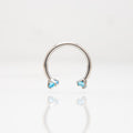 Potkova - S plavim cirkonom promjera 3 mm - 1.2 mm - Titan
