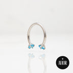 Potkova - S plavim cirkonom promjera 3 mm - 1.2 mm - Titan