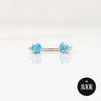 Potkova - S plavim cirkonom promjera 3 mm - 1.2 mm - Titan