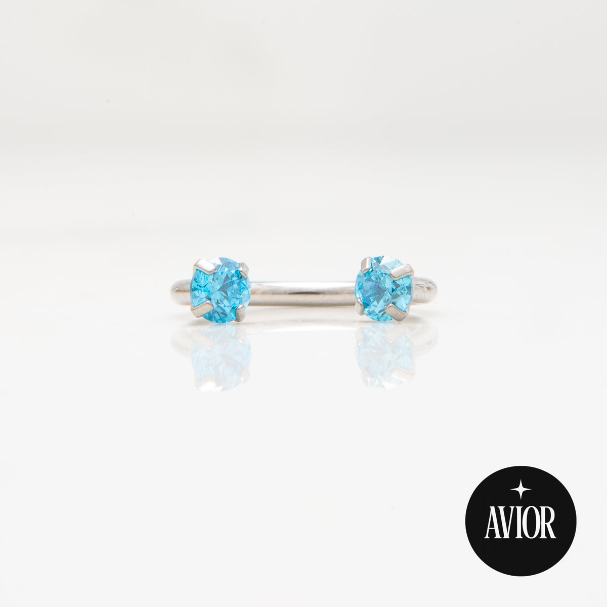 Potkova - S plavim cirkonom promjera 3 mm - 1.2 mm - Titan