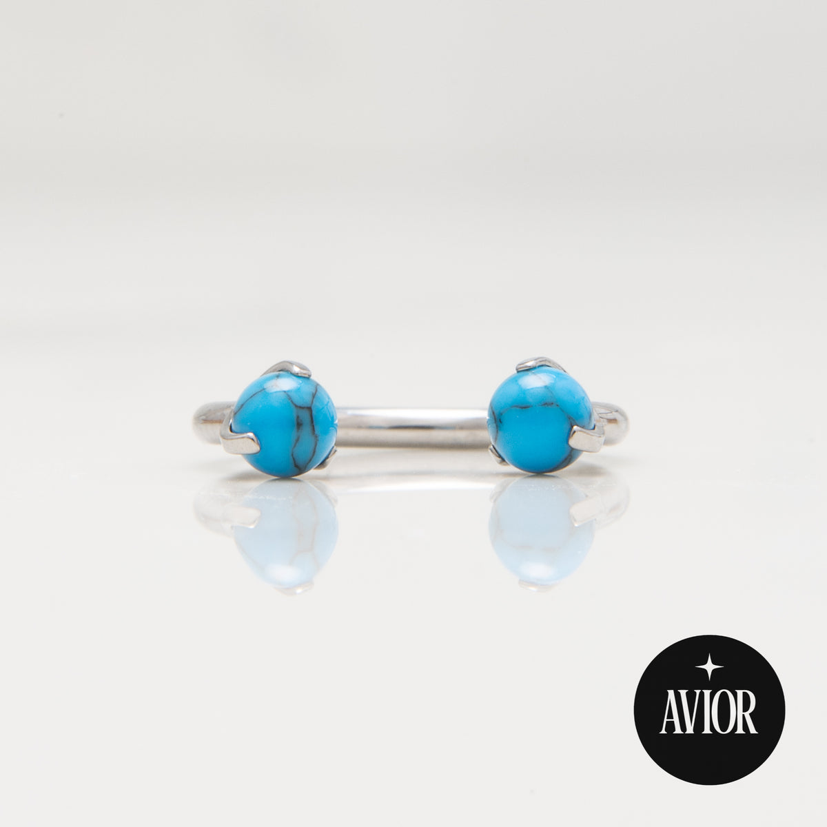 Potkova - S plavim okruglim kamenom promjera 3 mm - 1.2 mm - Titan